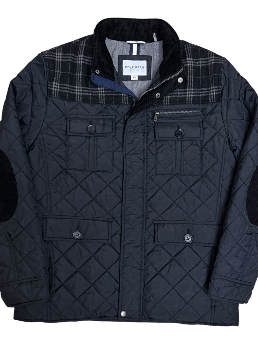 COLE HAAN Jacket Casual Light Puffer Designer Black Coat Mens Medium
